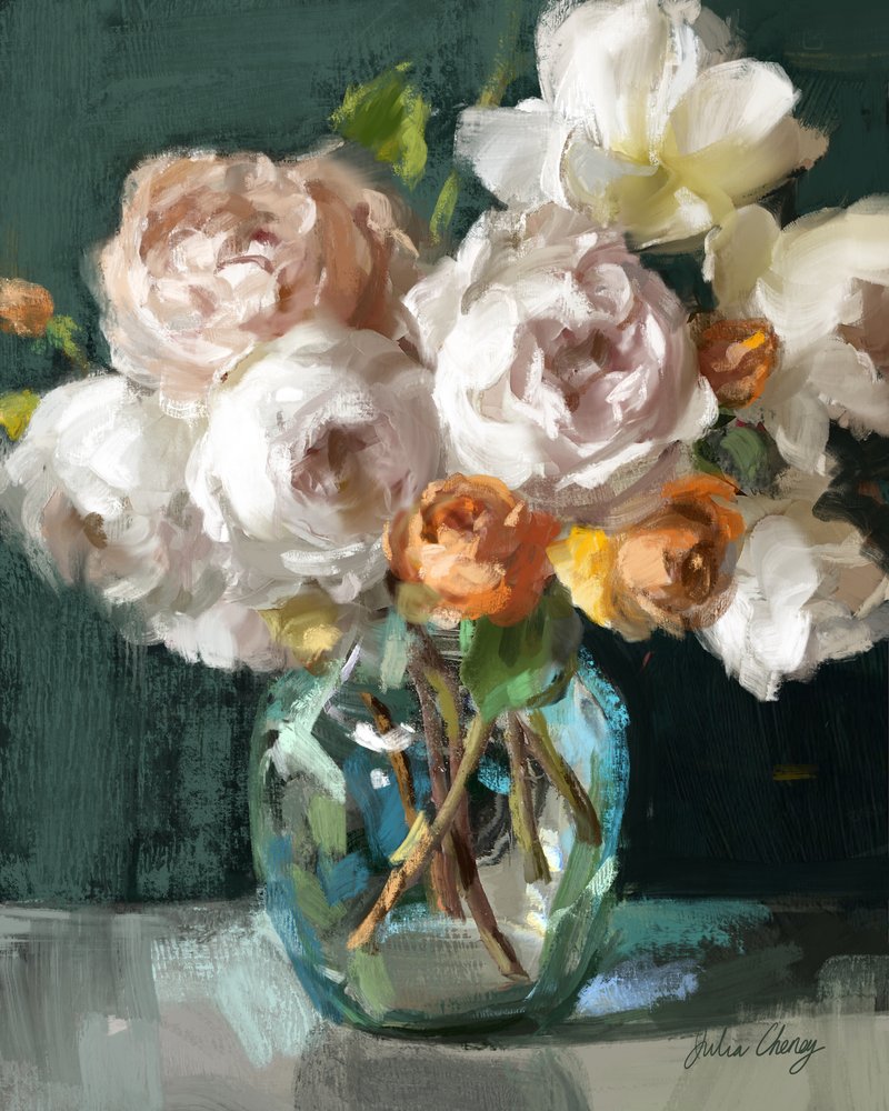Naturaleza muerta floral delicada de Julia Cheney