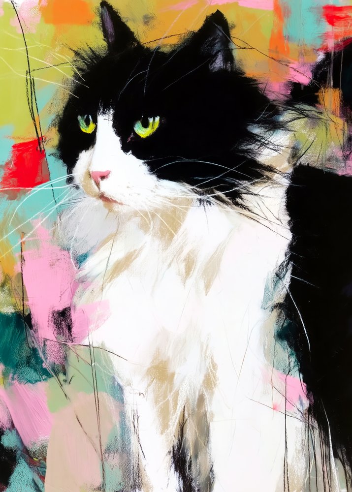 Retrato de un gato lleno de color de Justyna Jaszke