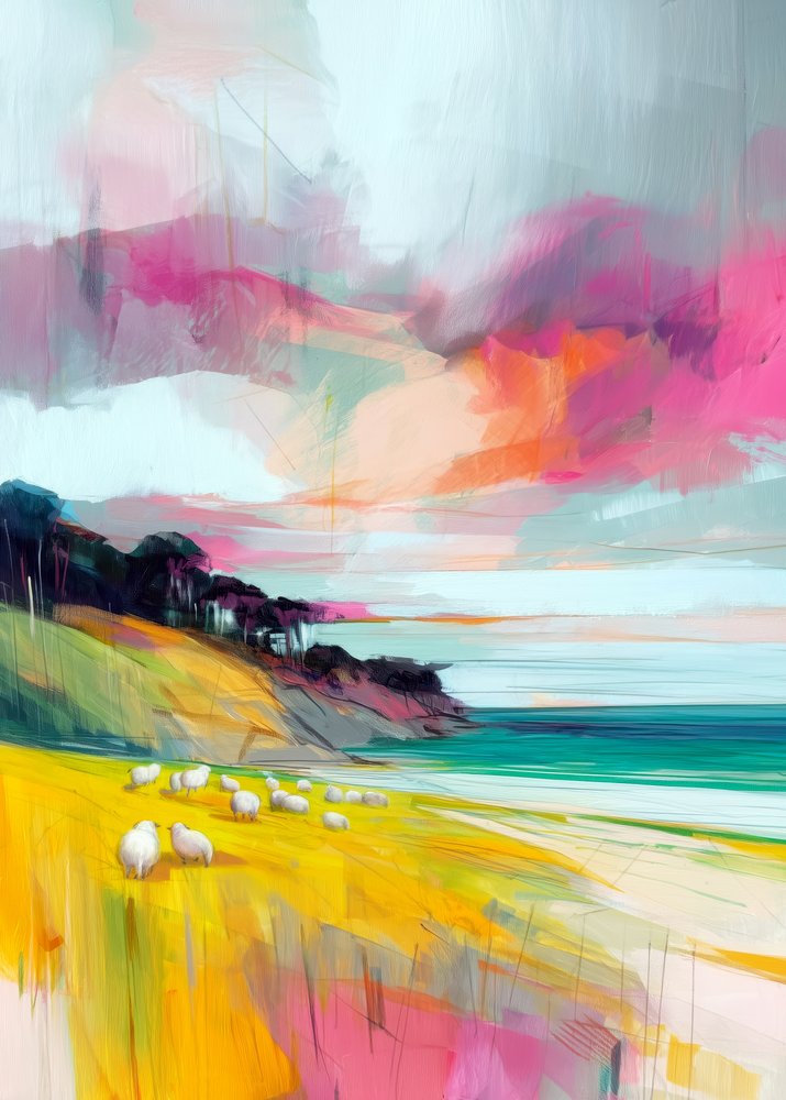 Paisaje de ovejas de colores de Justyna Jaszke