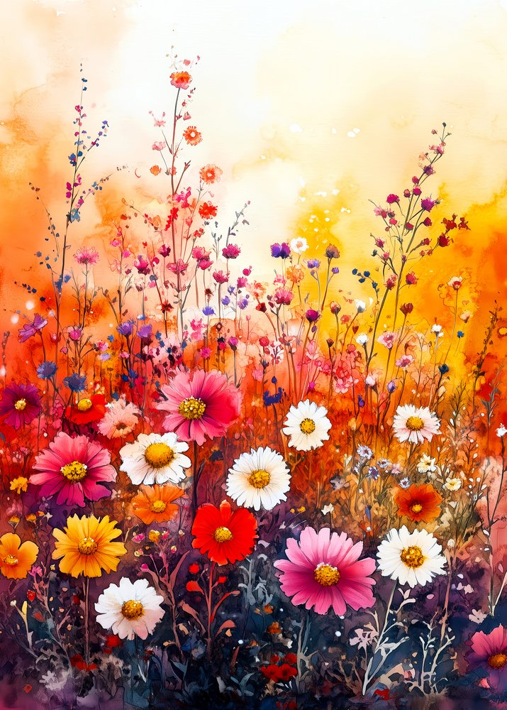 Campo de flores silvestres de colores de Justyna Jaszke