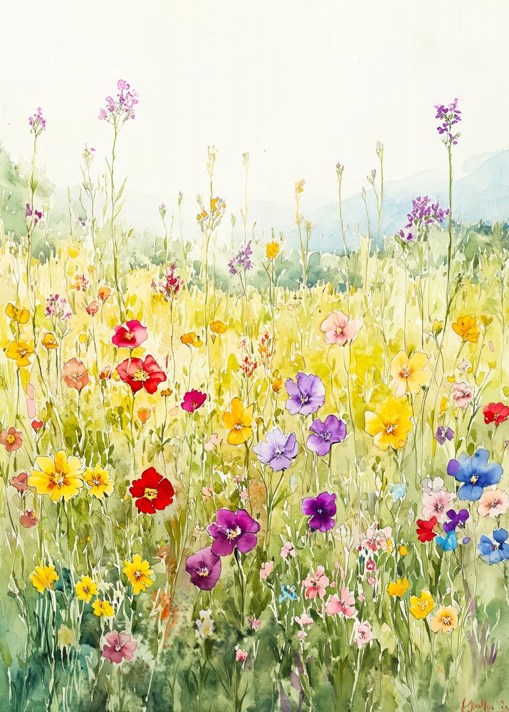 Campo de flores silvestres de colores de Justyna Jaszke