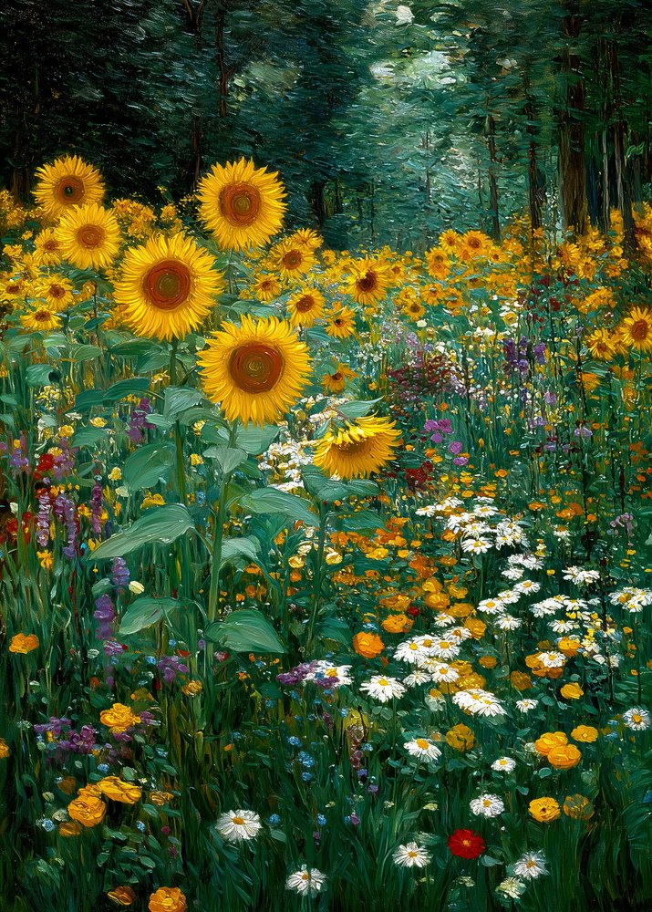 Borde del bosque de girasoles dorados de Justyna Jaszke