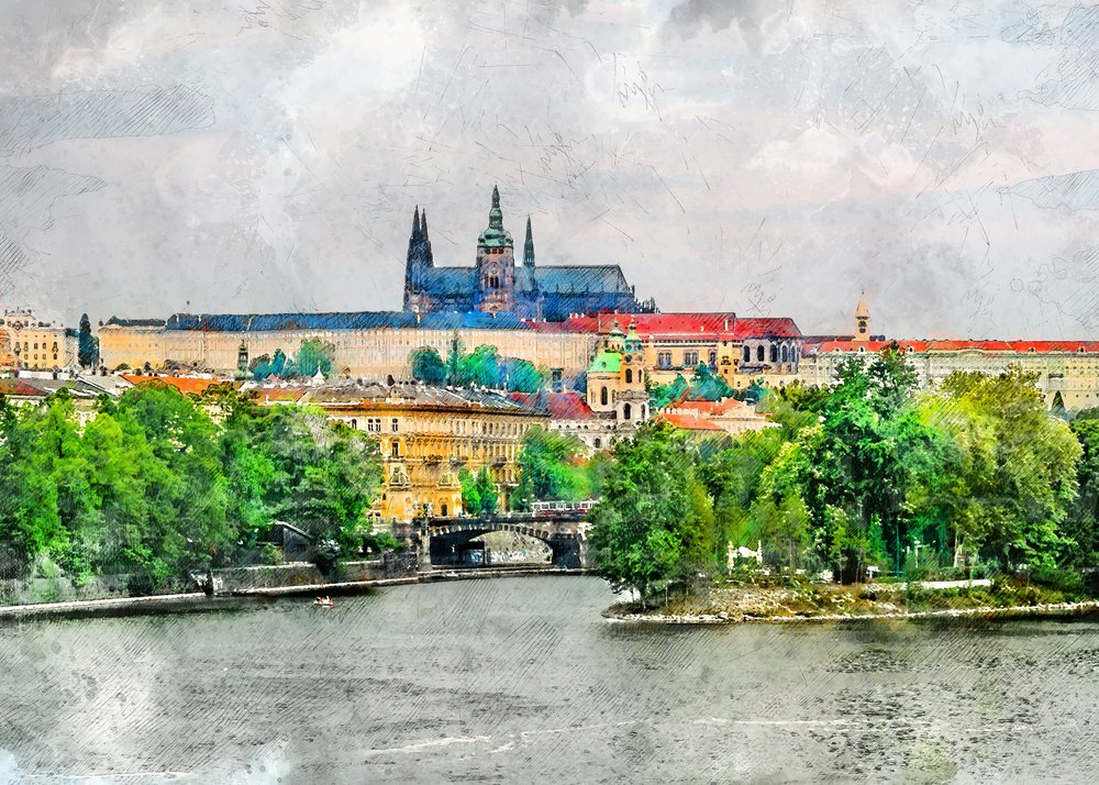 Vistas históricas al río desde Praga de Justyna Jaszke