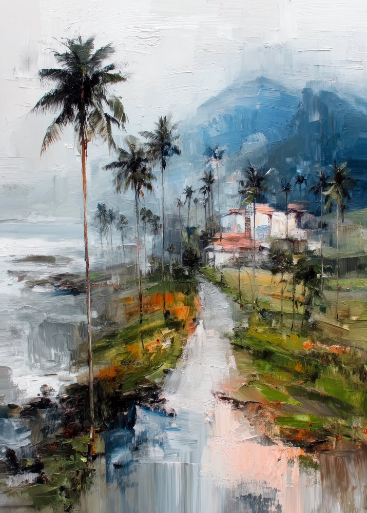 Pueblo tropical brumoso de Justyna Jaszke