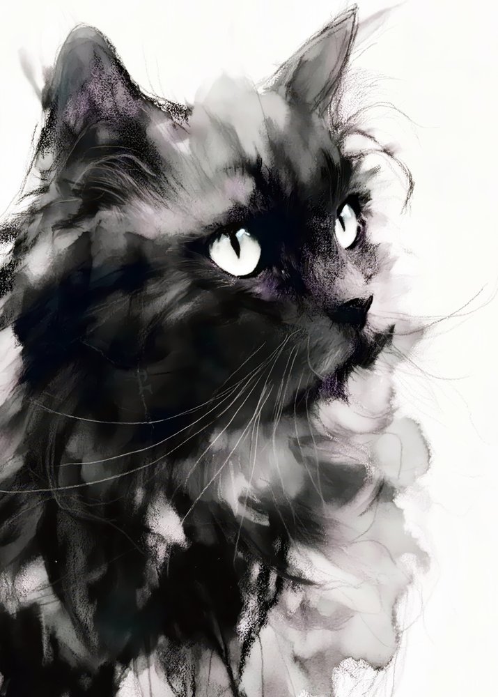 Retrato de un misterioso gato negro de Justyna Jaszke