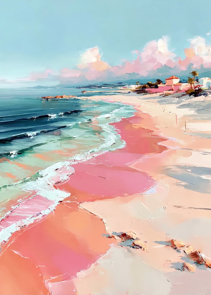 El paraíso de la playa rosa de Justyna Jaszke