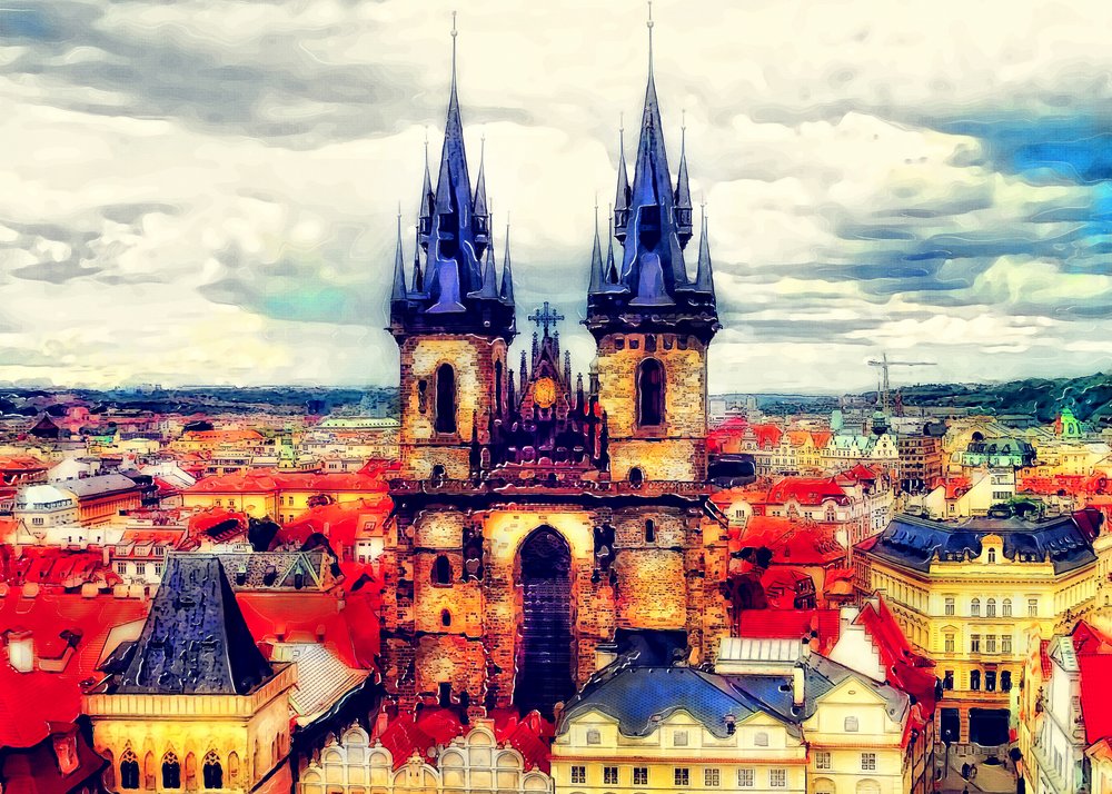 Las agujas de la Ciudad Vieja de Praga de Justyna Jaszke