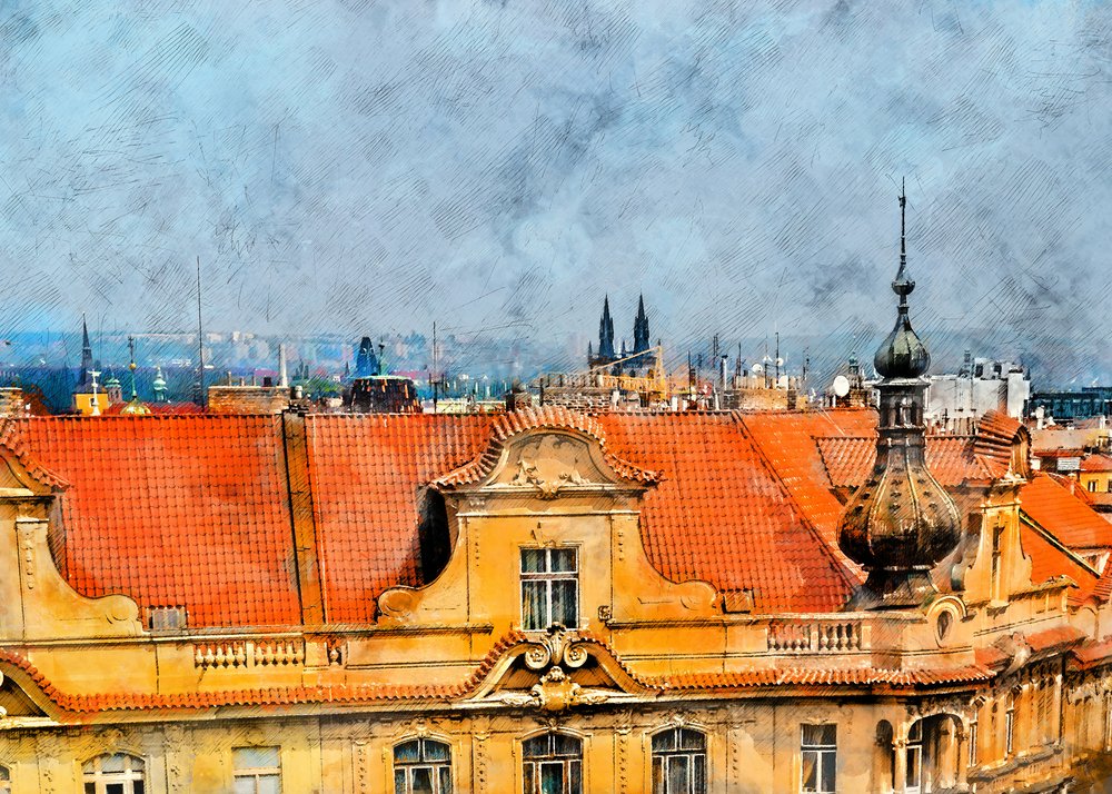 Vista desde una azotea de Praga de Justyna Jaszke