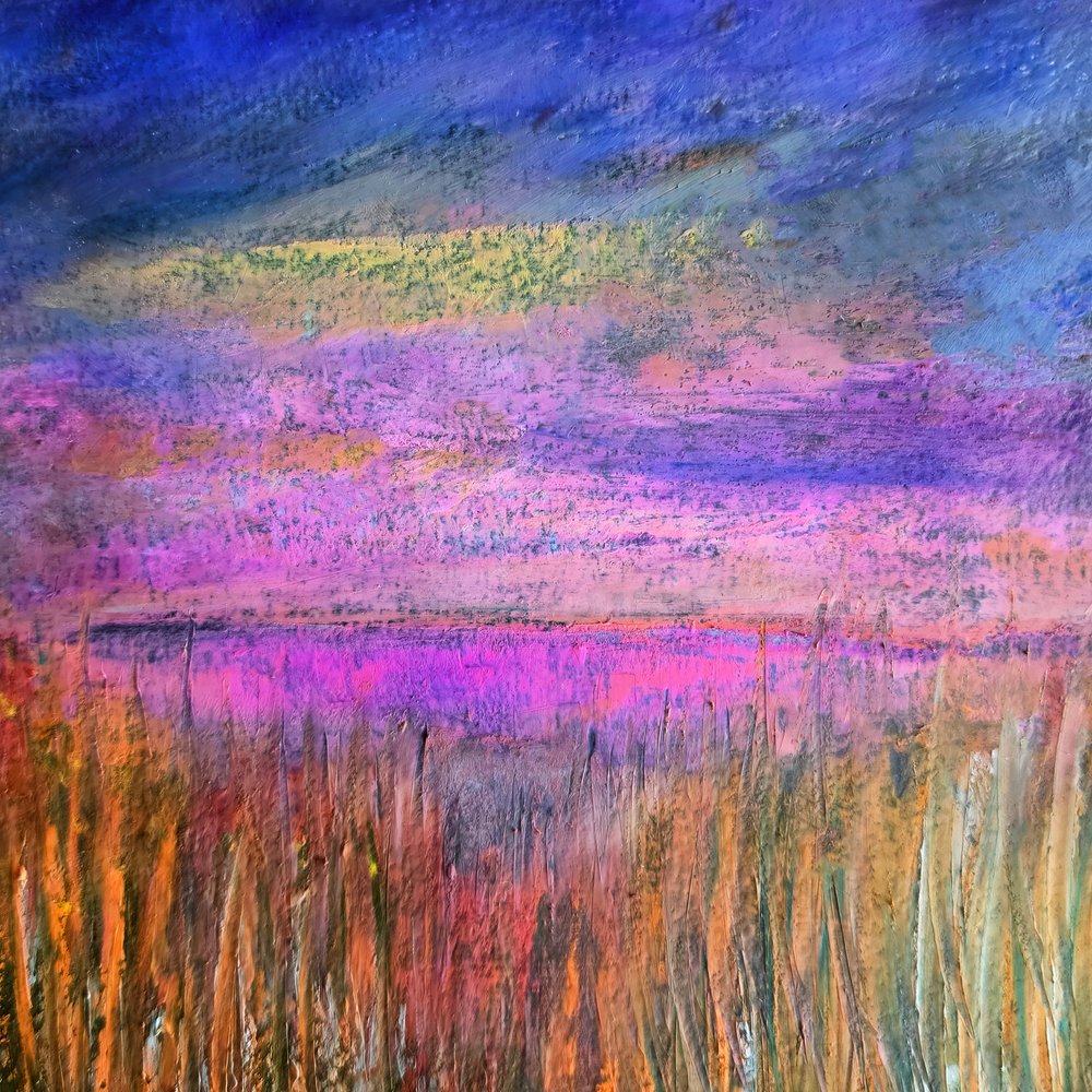 Marisma del atardecer púrpura de Justyna Jaszke