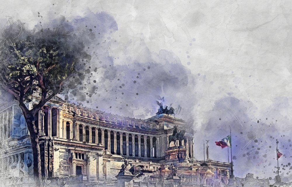 Acuarela de un monumento de Roma de Justyna Jaszke