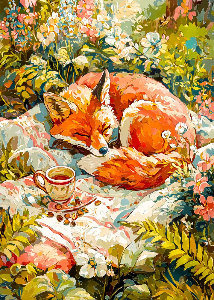 Zorro dormido con té de Justyna Jaszke