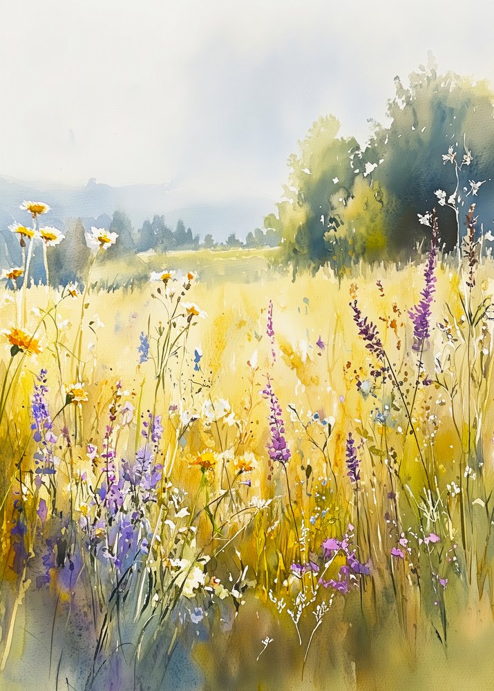 Pradera soleada de flores silvestres de Justyna Jaszke