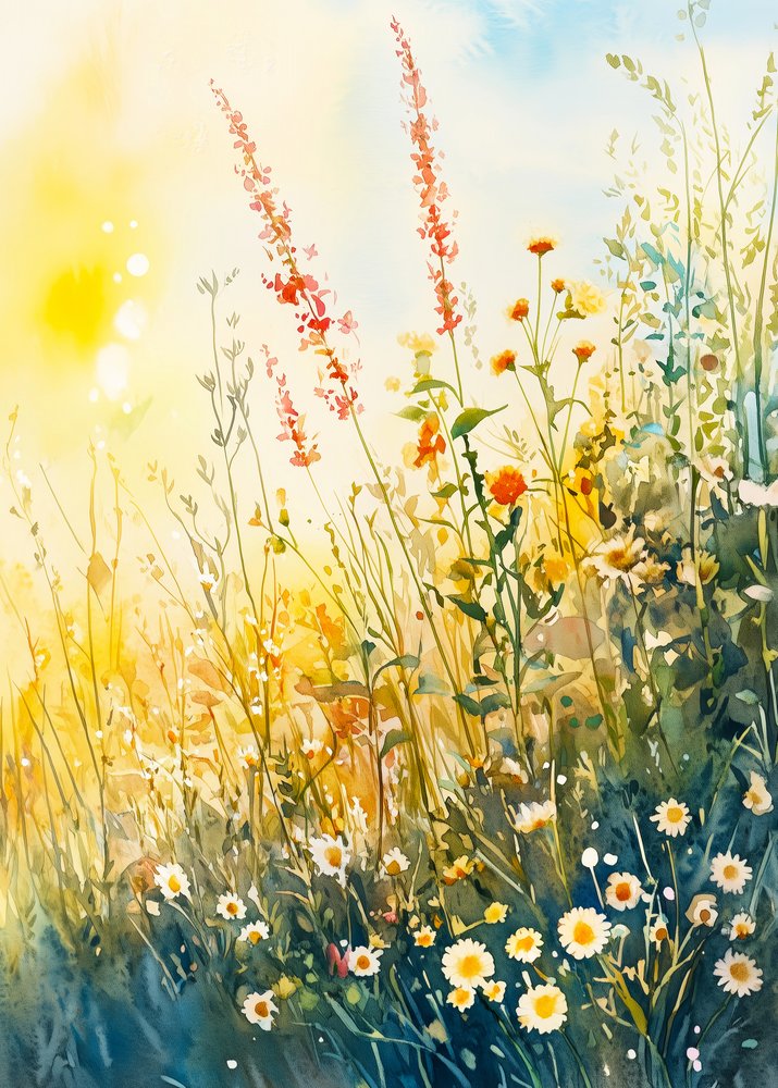 Flores de pradera de colores vivos de Justyna Jaszke