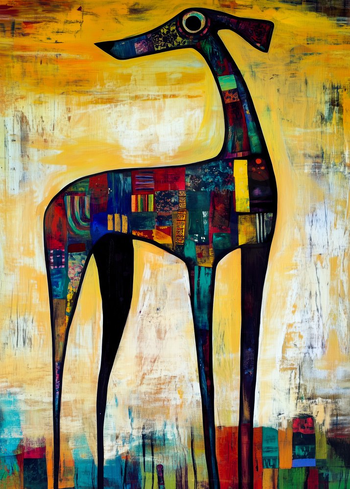Perro de retazos de colores vivos de Justyna Jaszke