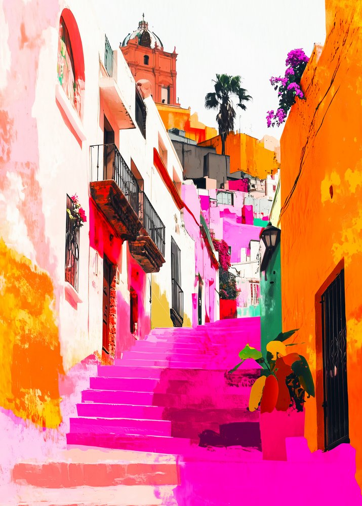 Escalones de la Ciudad Rosa, llenos de vida de Justyna Jaszke