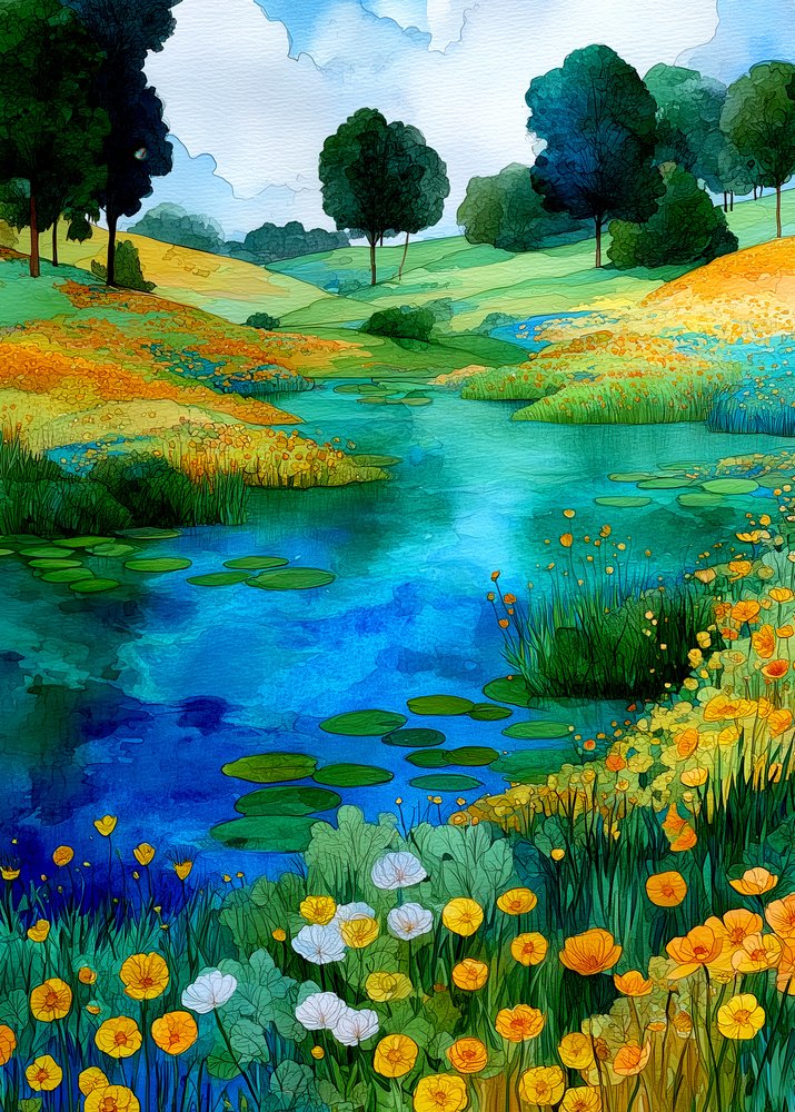 Paisaje de un estanque lleno de vida de Justyna Jaszke