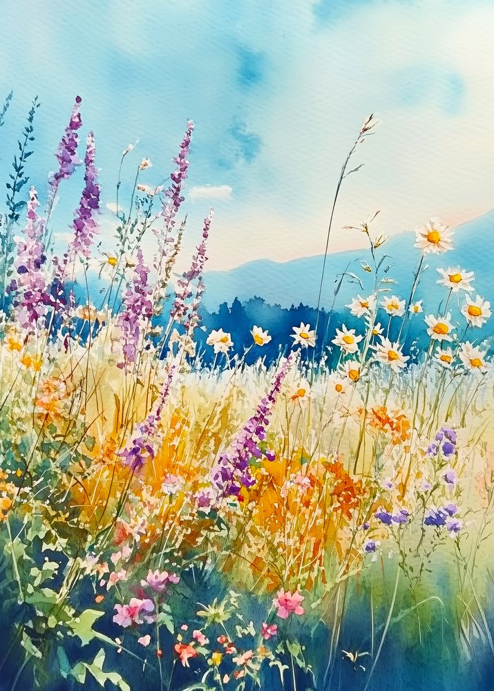 Pradera de flores silvestres llena de colorido de Justyna Jaszke