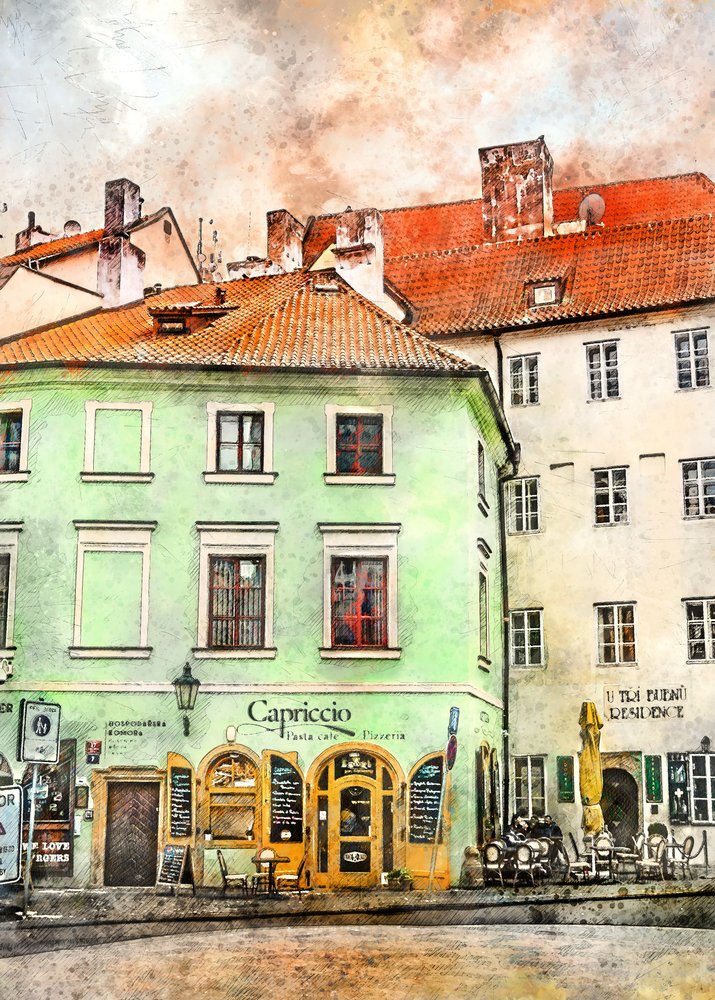 Café europeo «Watercolor» de Justyna Jaszke