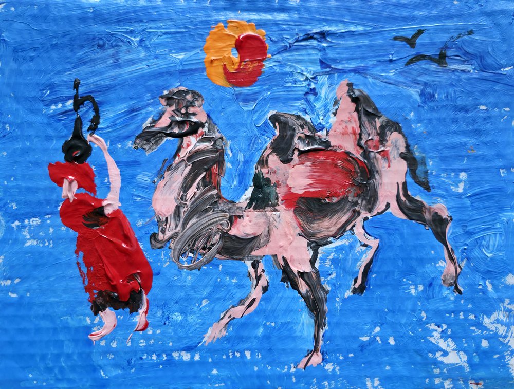 Bailarín del desierto y camello de Kanat Ibragimov