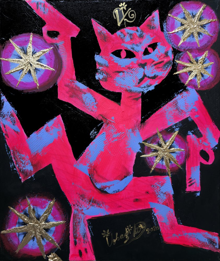 Gato neón de colores vivos de Kanat Ibragimov