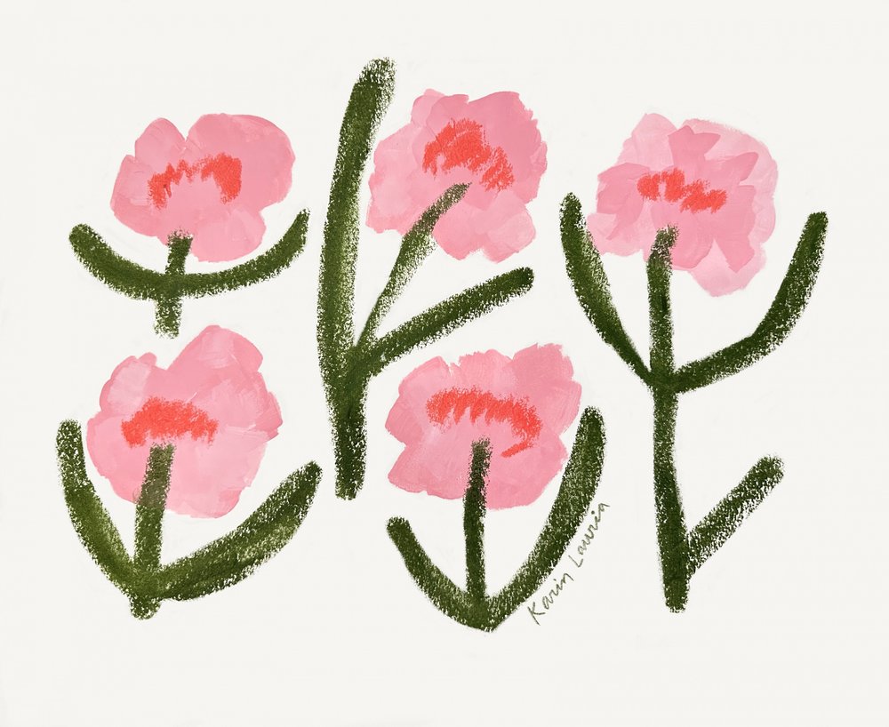 Flores rosas modernas de Karin Lauria