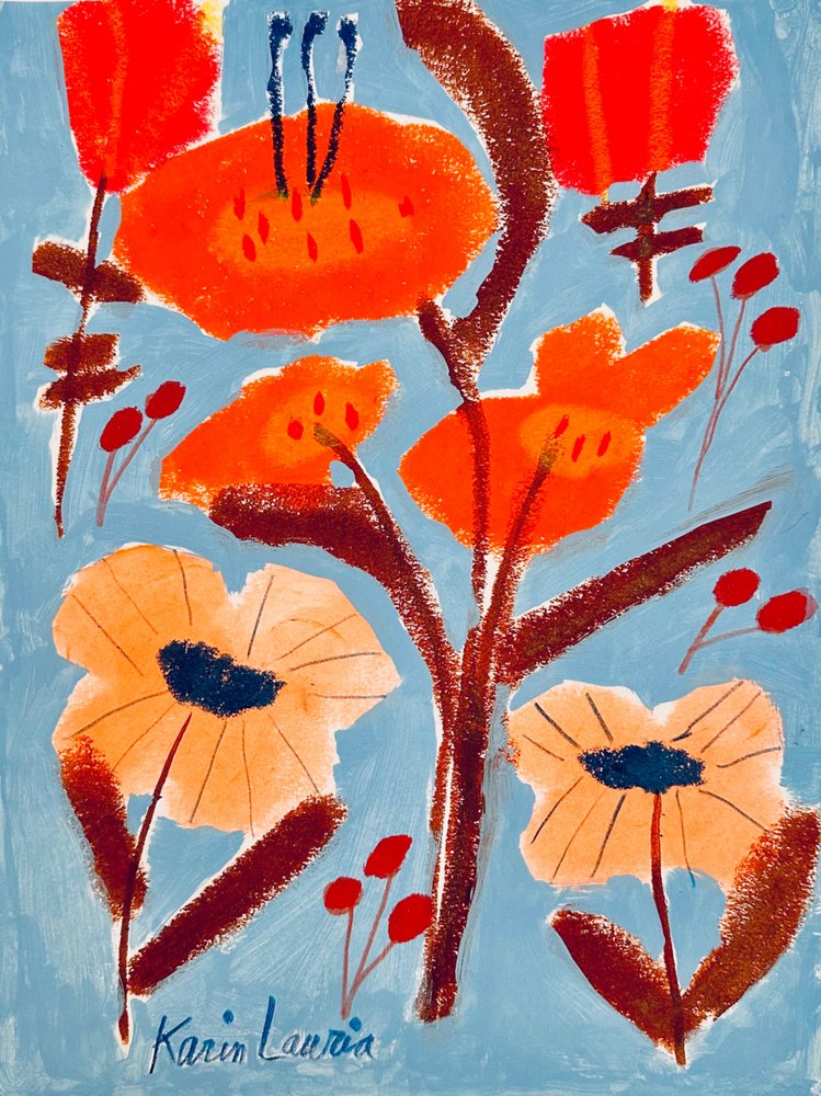 Abstracto floral vibrante de Karin Lauria