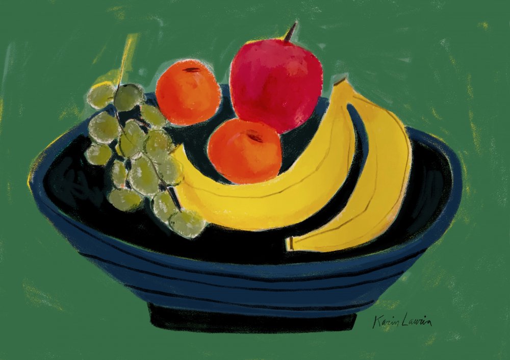 Naturaleza muerta con frutas de colores vivos de Karin Lauria