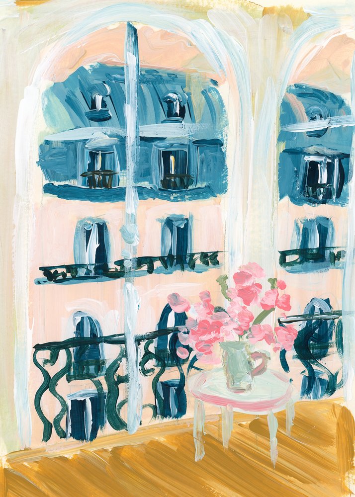 Pintura acrílica de un apartamento en París de Katharina Puritscher