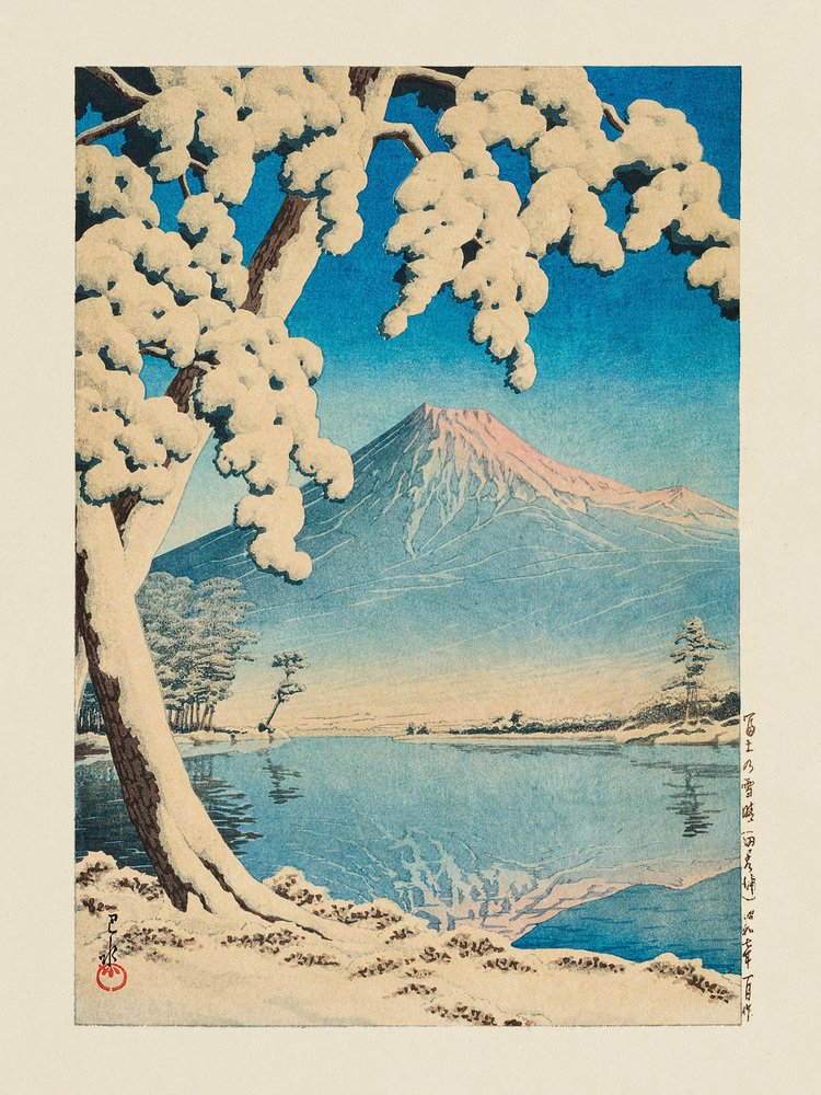 Fuji en la nieve, Tagonoura (1932) de Kawase Hasui