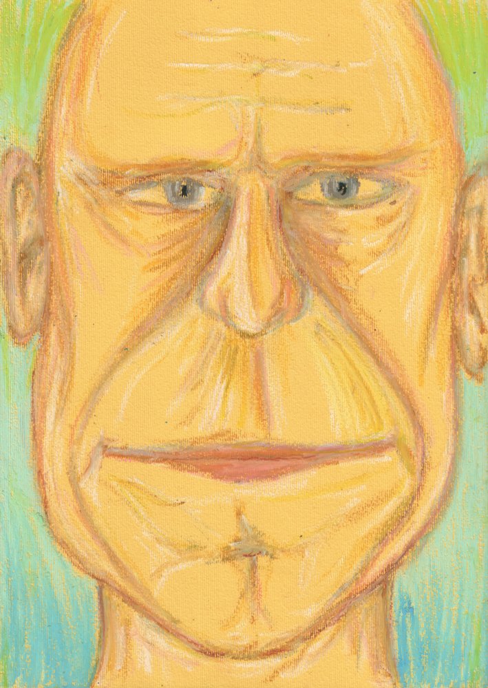 Retrato de un hombre calvo con aire serio de Kulik