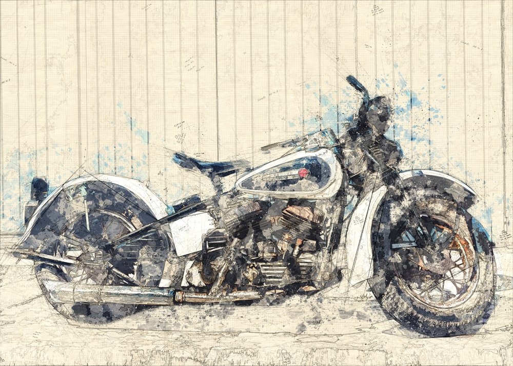 Arte clásico de motocicletas de Lembayung senja studio [Vintage Poster]