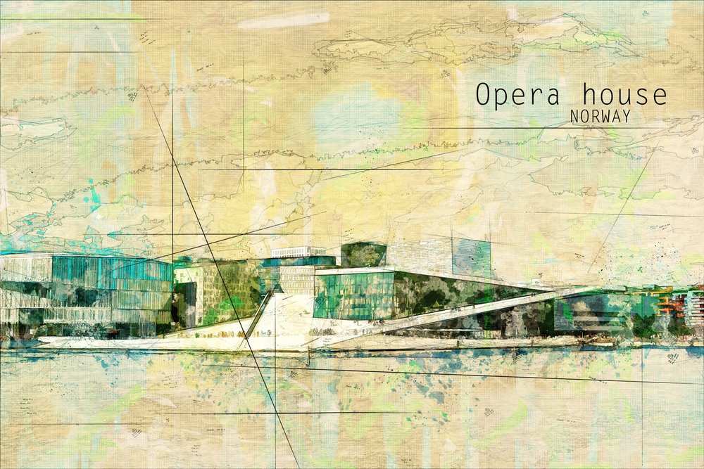 Ópera de Oslo, Noruega de Lembayung senja studio [Vintage Poster]