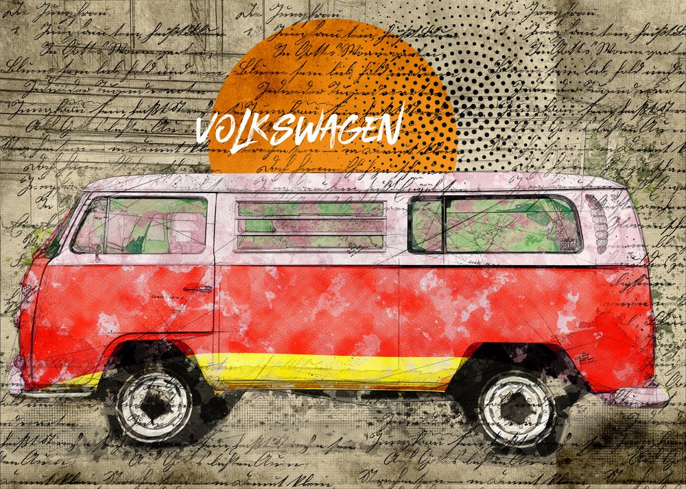 Furgoneta camper retro de Lembayung senja studio [Vintage Poster]