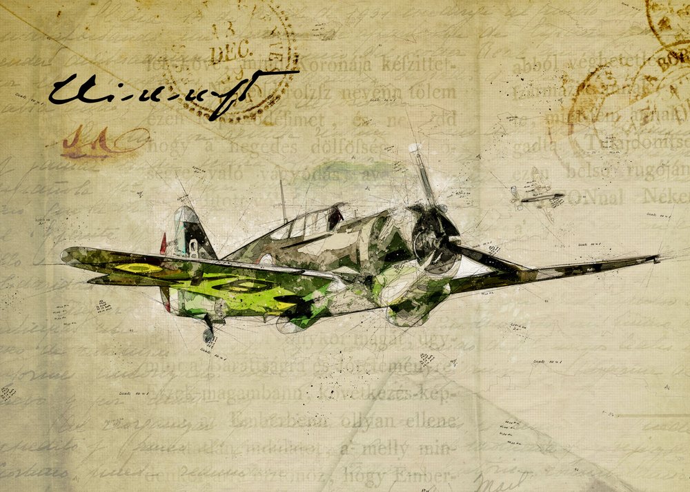 Dibujo de aviación de época de Lembayung senja studio [Vintage Poster]