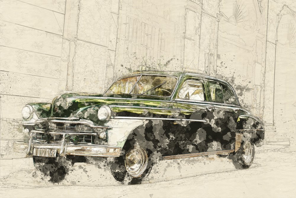 Dibujos de coches clásicos de Lembayung senja studio [Vintage Poster]