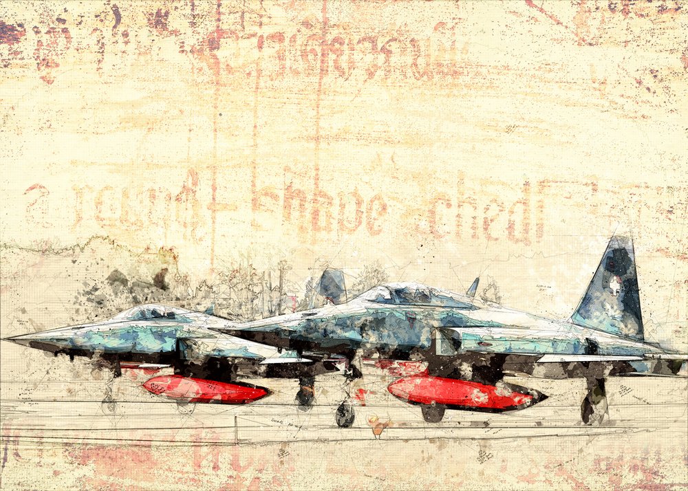 Aviones de combate antiguos de Lembayung senja studio [Vintage Poster]