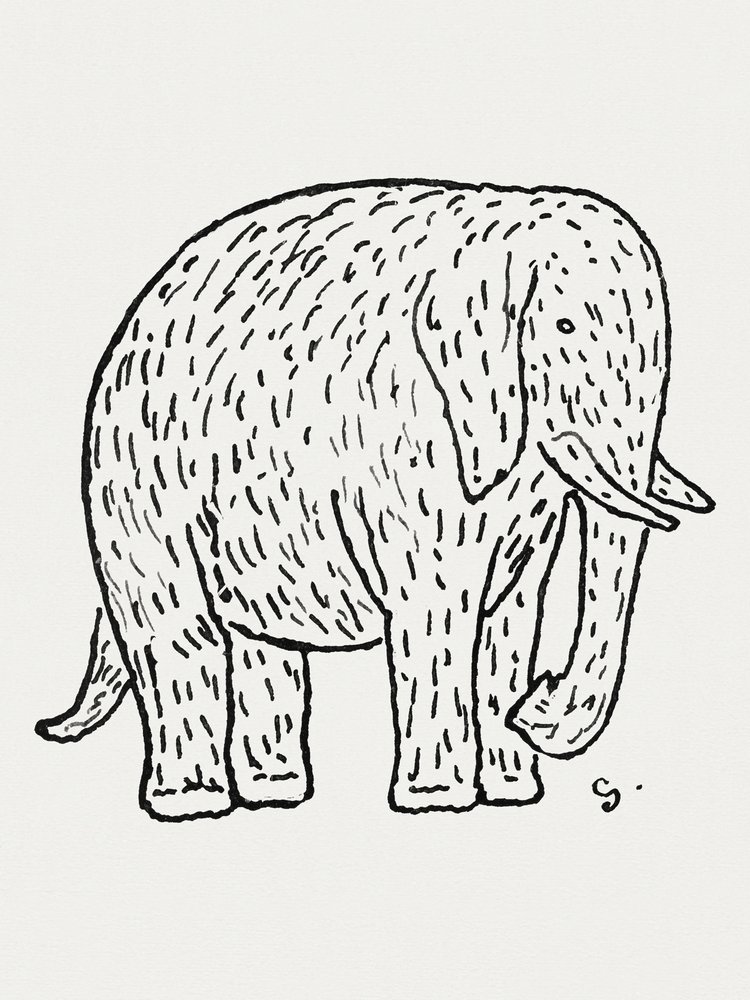 Elefante (h. 1891-1941). Dibujo en alta resolución de Leo Gestel de Leo Gestel