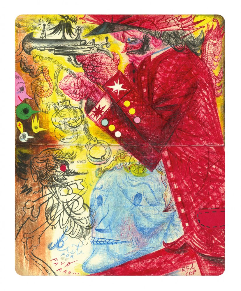 Figuras surrealistas recubiertas de rojo de Leonardo Flores
