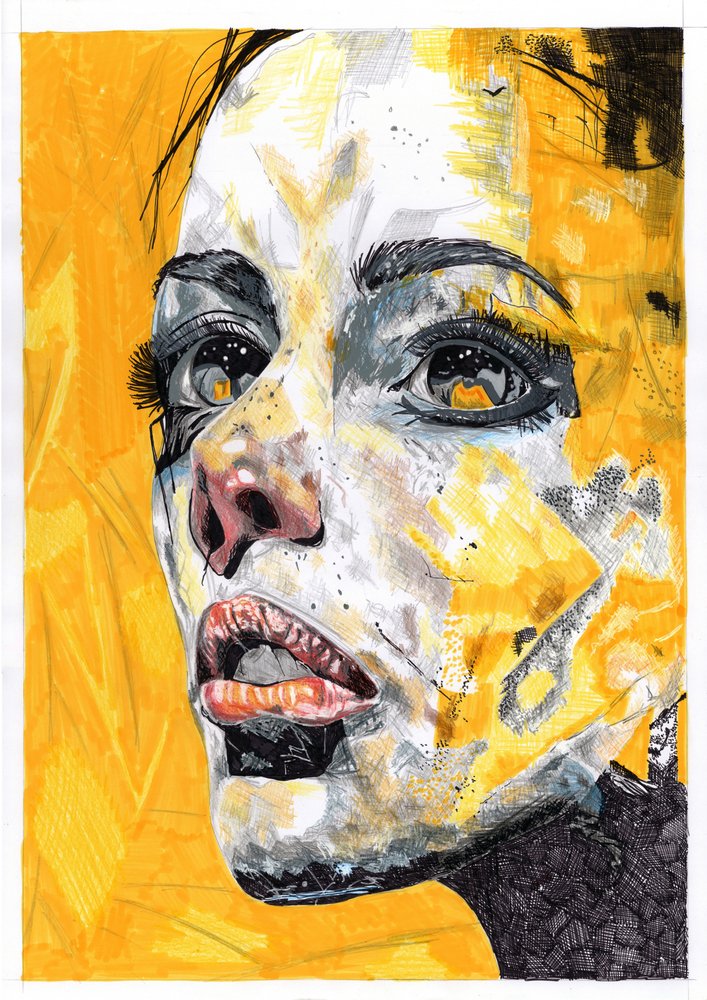 Retrato en amarillo expresivo de Loretta Van Der Westhuizen