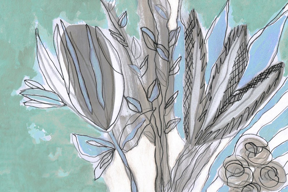 Boceto floral abstracto de Lori Ann Folz