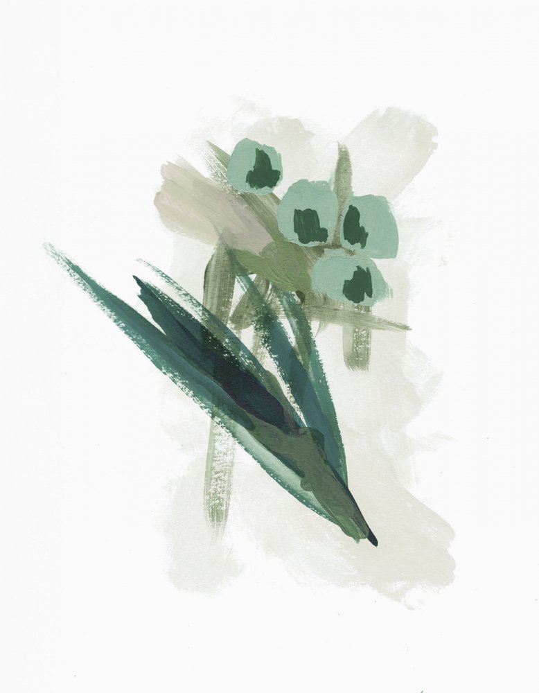 Flores verdes abstractas de Lori Ann Folz