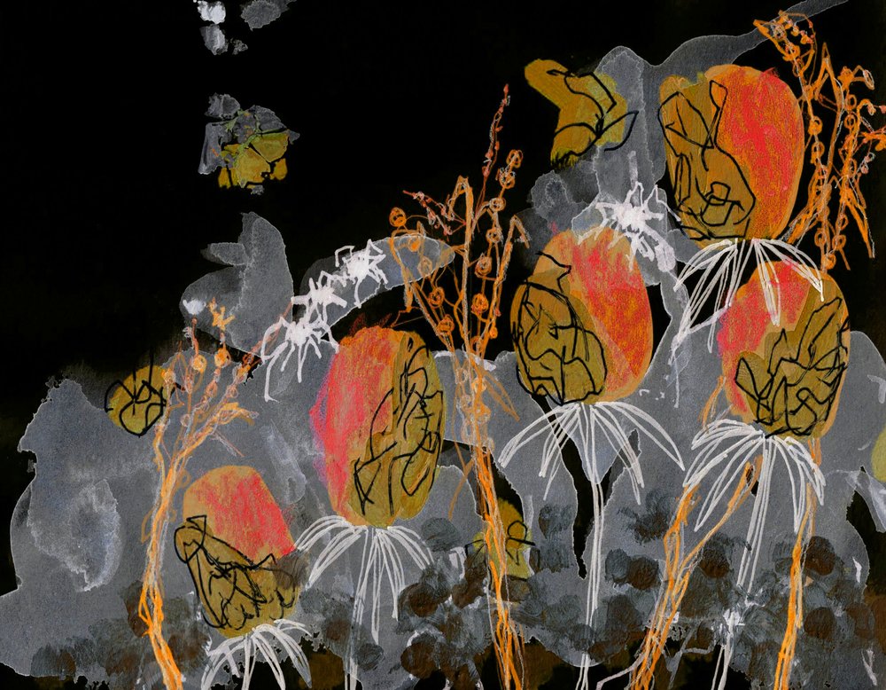 Flores de oro oscuro de Lori Ann Folz