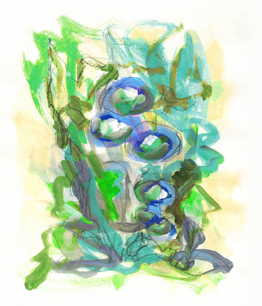 Flores verdes y azules de Lori Ann Folz