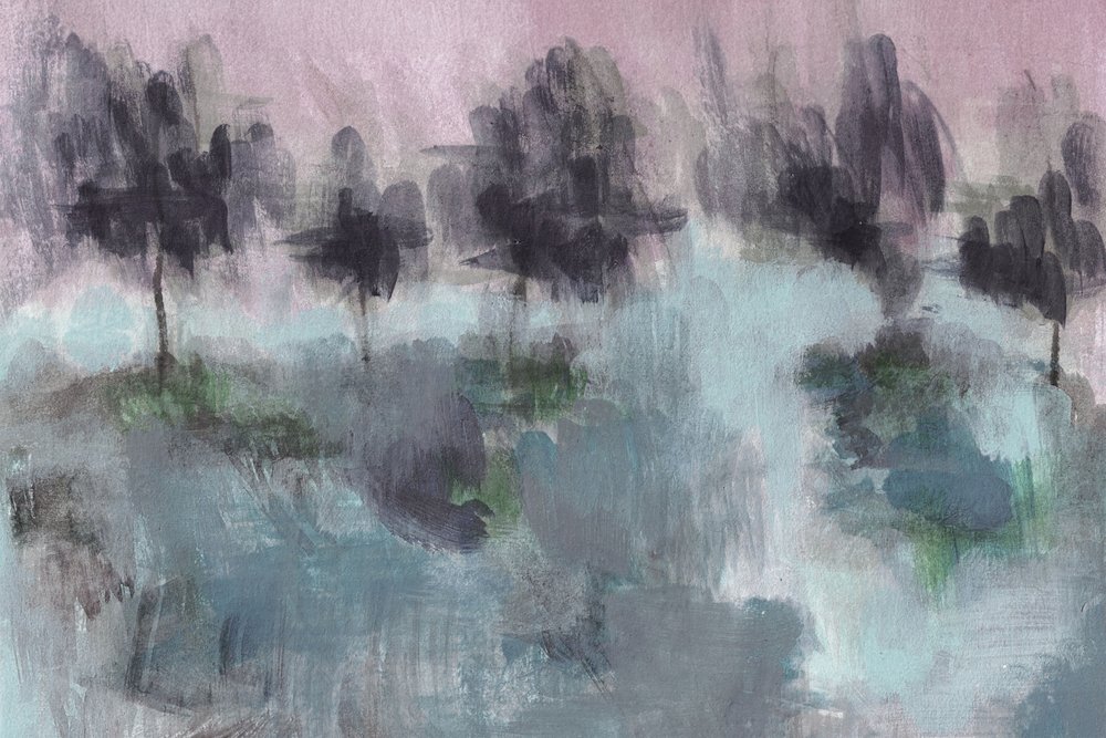 Abstracción del bosque brumoso de Lori Ann Folz