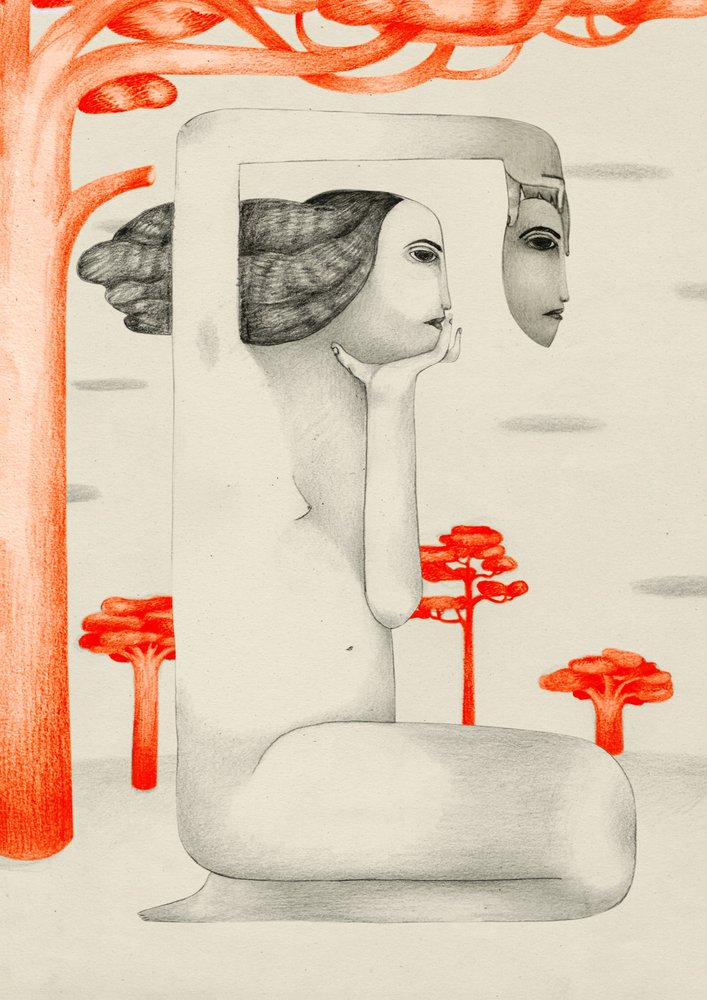 Mujer surrealista y contemplativa de Luca di Napoli