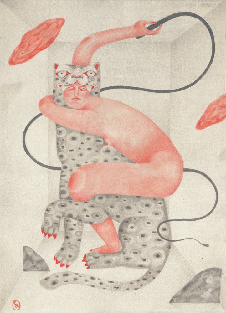 Un abrazo felino surrealista de Luca di Napoli