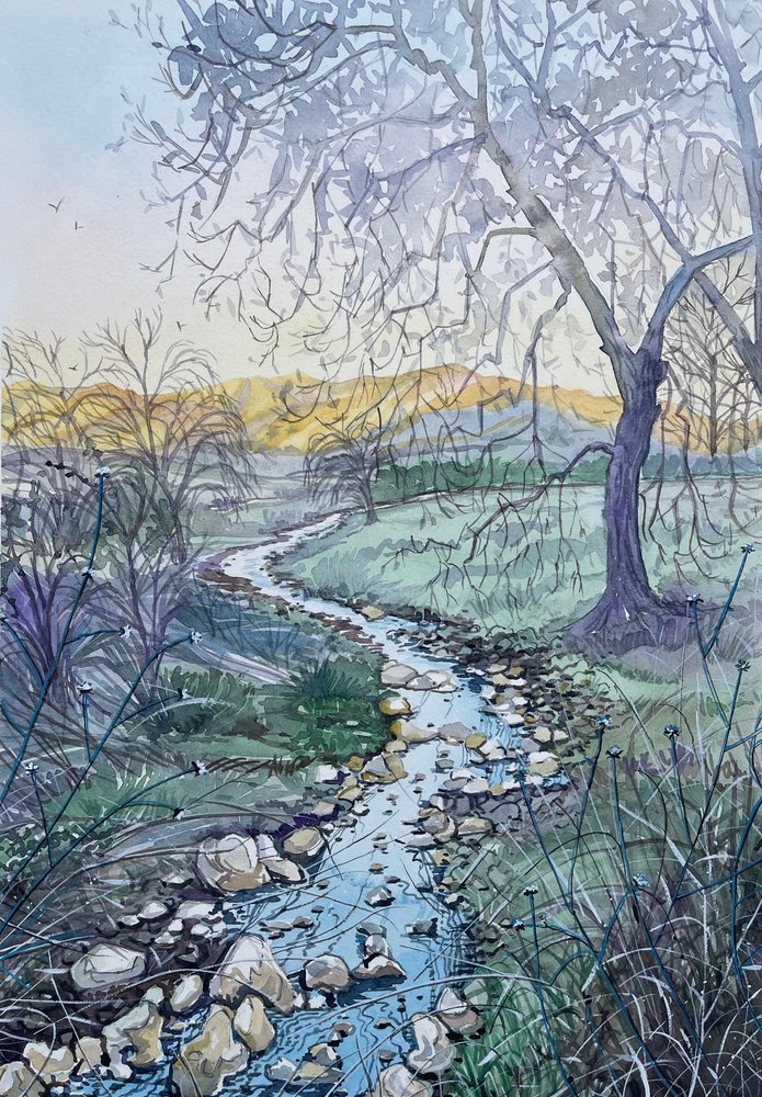 Amanecer en el arroyo serpenteante de Luisa Millicent
