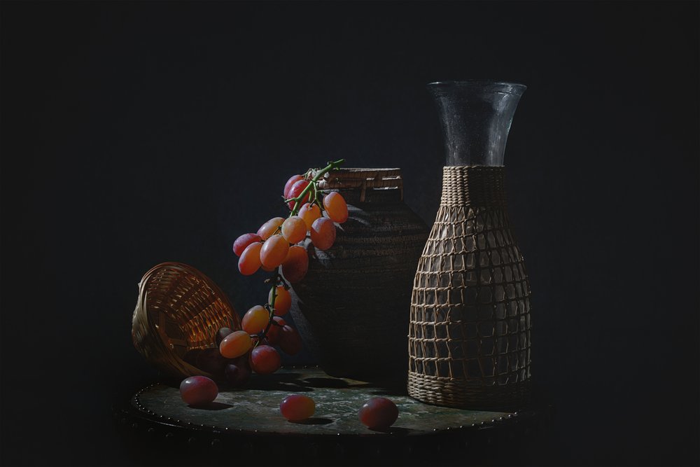 Naturaleza muerta con uvas negras de Lydia Jacobs