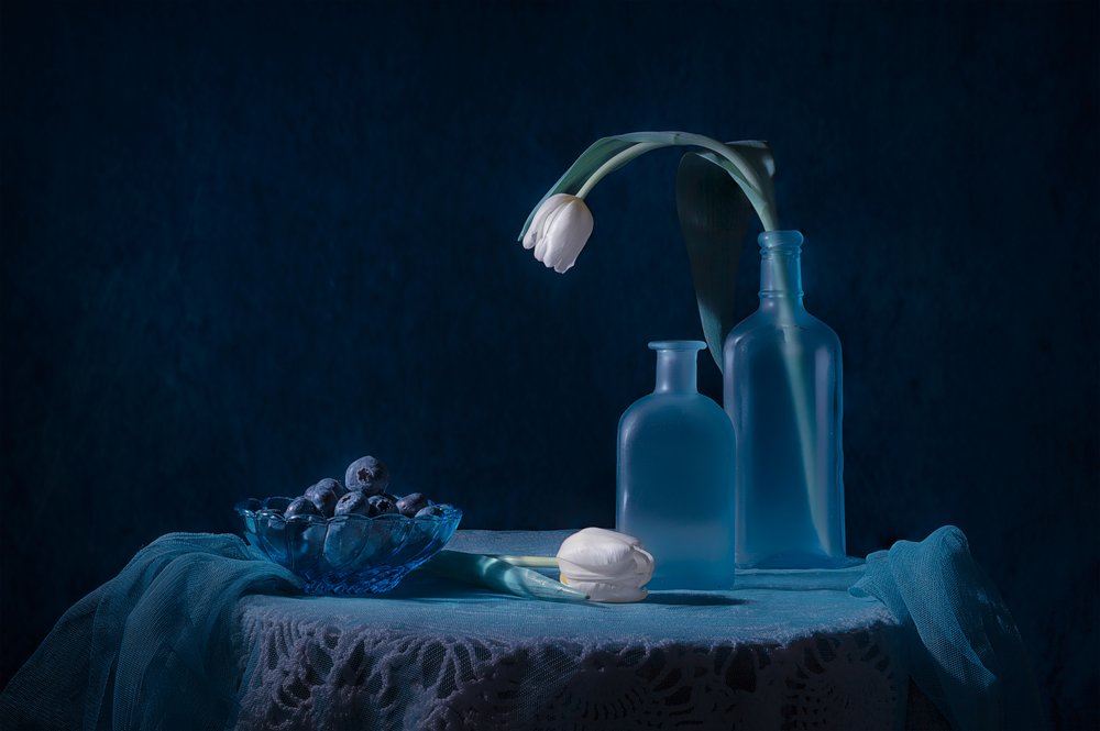 Elegante bodegón azul de Lydia Jacobs