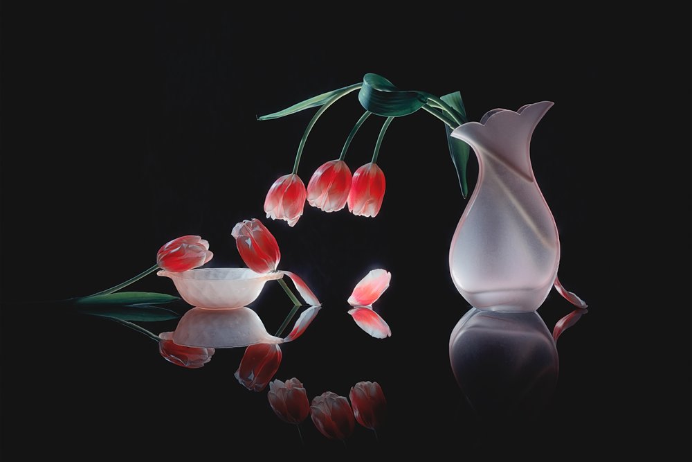 Reflejo de tulipanes resplandecientes de Lydia Jacobs